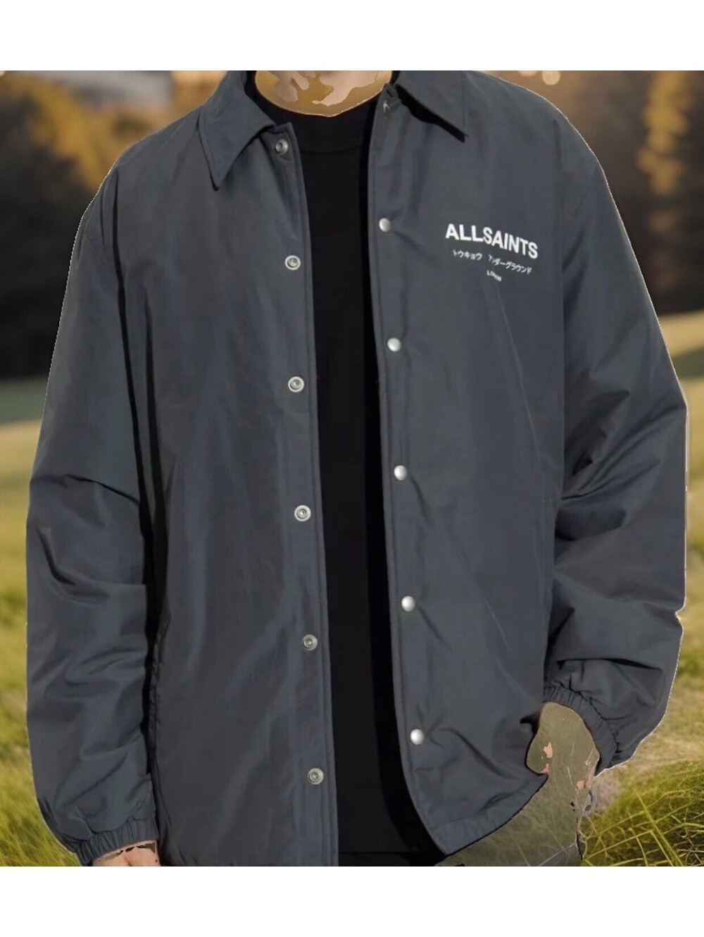 NEW AllSaints Underground Coach Jacket ion Jackson blue (GRAY) XL NWT
